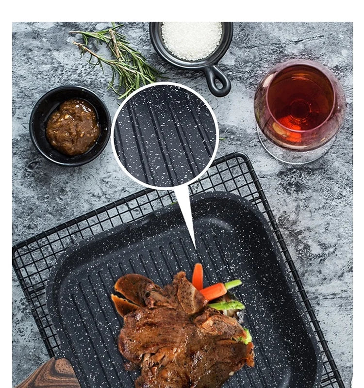 Lennon  Skillet Frying Pan Non- Stick Grill Egg Pot with Wood Handle Multi-Functional Flat Bottom Steak Cooking