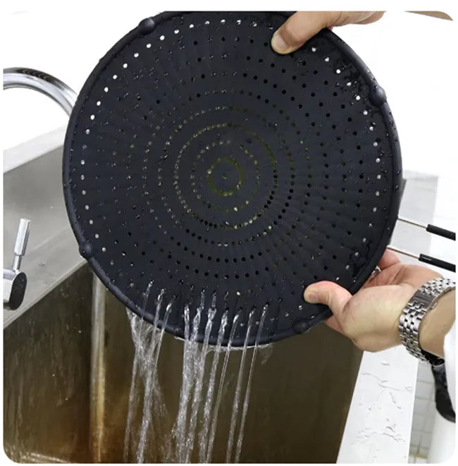 Cooking Heat Resisting Handle Frying Pan Lid Water Filter Net Silicone Splatter Screen Anti Oil Splatter Oil Splash Guard