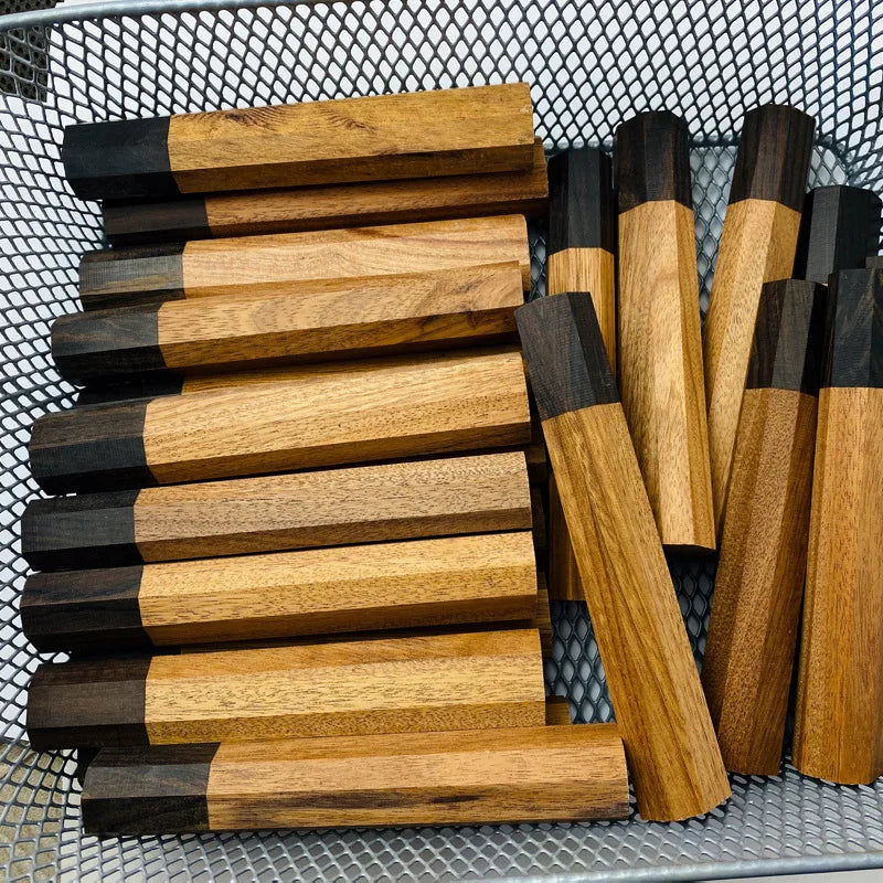 Ebony Wood Handle Octagonal Handle Crafts Manual DIY Semi-finished Damascus Knife Japanese Kitchen Knife Handle Wooden Crafts