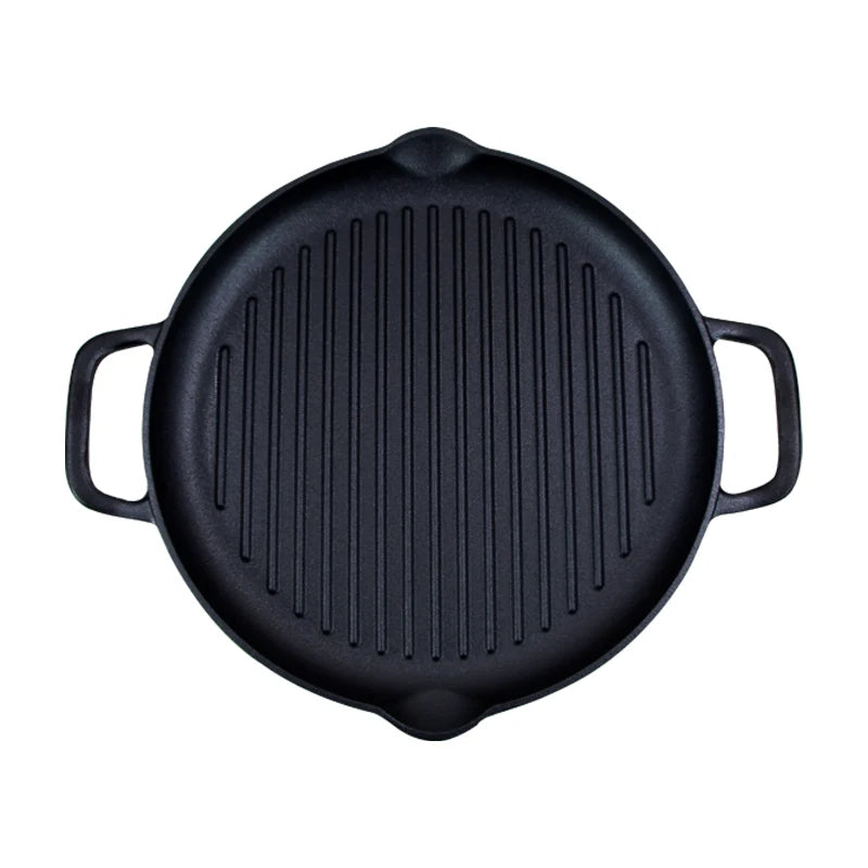 12.6" Inch Round Cast Iron Skillet Pre-seasoned Coating Grill Pan Cast Iron Griddle Pan for Stove Top and Oven