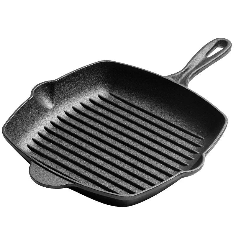 Cast Iron Skillet Home Kitchen Outdoor BBQ Saucepan Egg Pancake Cooking Frying Pan Non Stick Skillet
