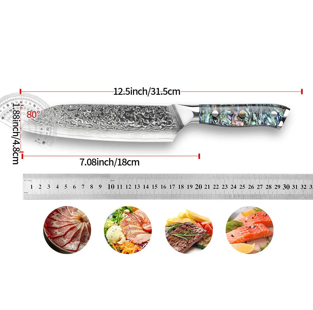 IOKO Cutting Knives Professional Sushi Japanese Kitchen Knife 67 Layers Damascus Santoku Sashimi Damascus Kitchen Chef Knife