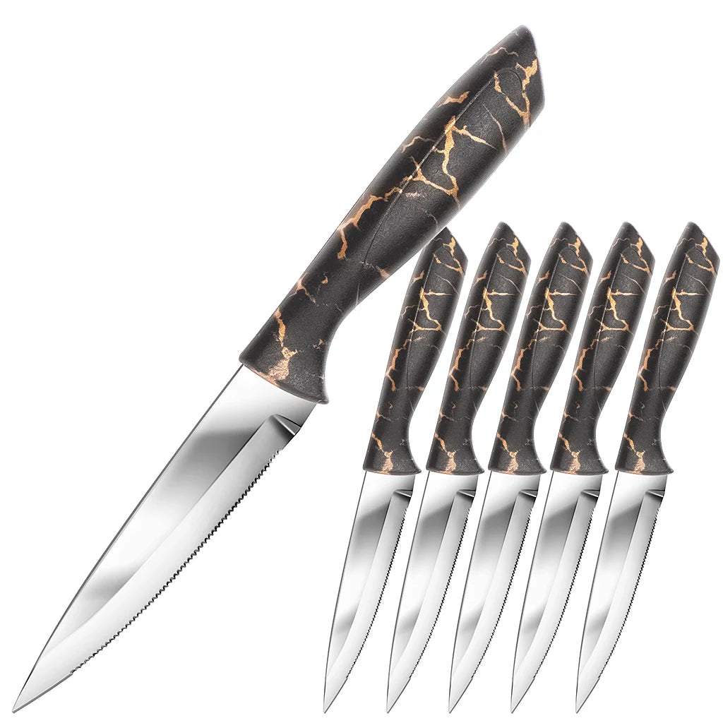 IOKO Japanese Style Stainless Steel Steak Knife Set ABS Plastic Handle Slicing Sushi Santoku Beef Steak Knife Set