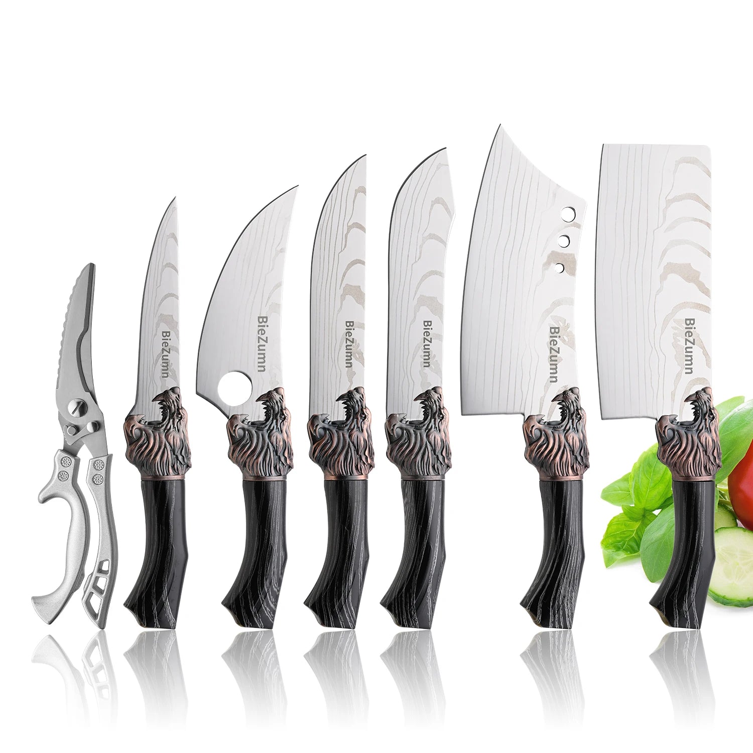 New Design Super Sharp Stainless Steel Kitchen Meat Cleaver Professional Chinese Kitchen Knife Set