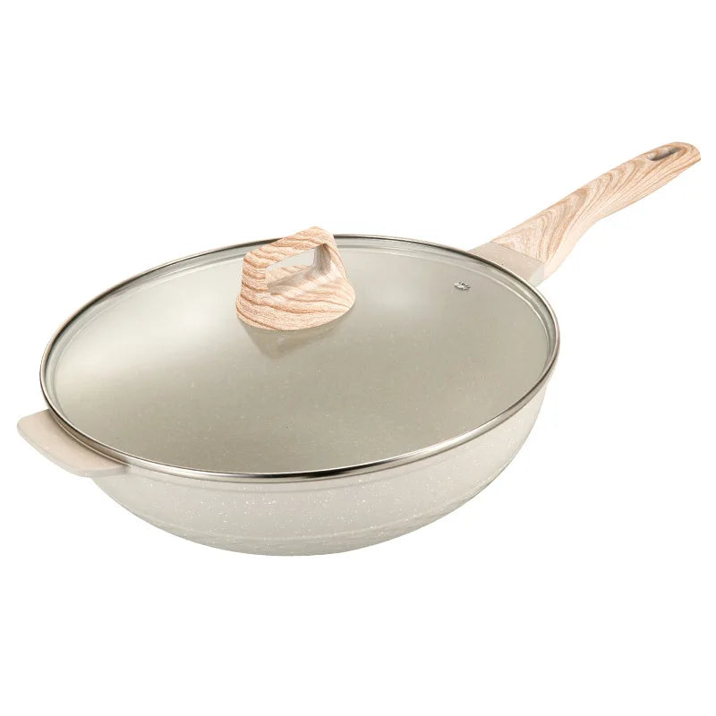 32/34 cm Non-Stick Frying Pan with Glass Lid Induction Pot Suitable for All Hobs