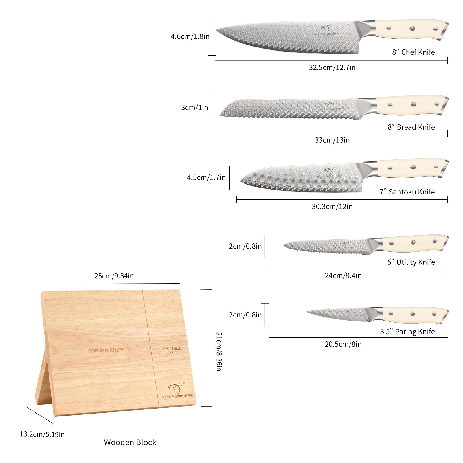 6-piece 67 Layers Damascus Steel 6 Pieces Chef Kitchen Knife Set with ABS Handle and Wood Block