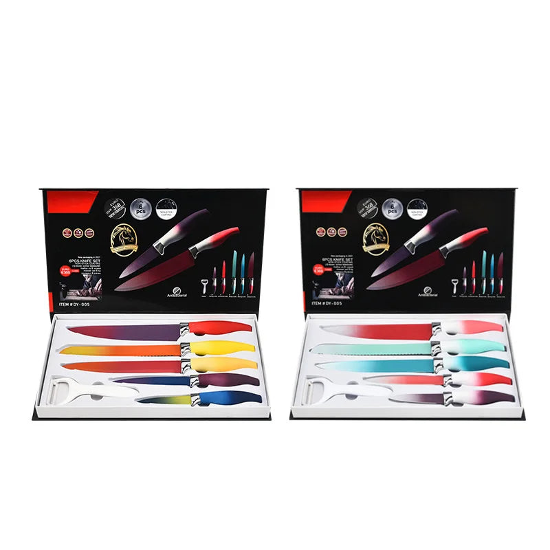 Hot Sale Custom Logo Steel Forged Steak Knives 6 Piece Kitchen Knife Set