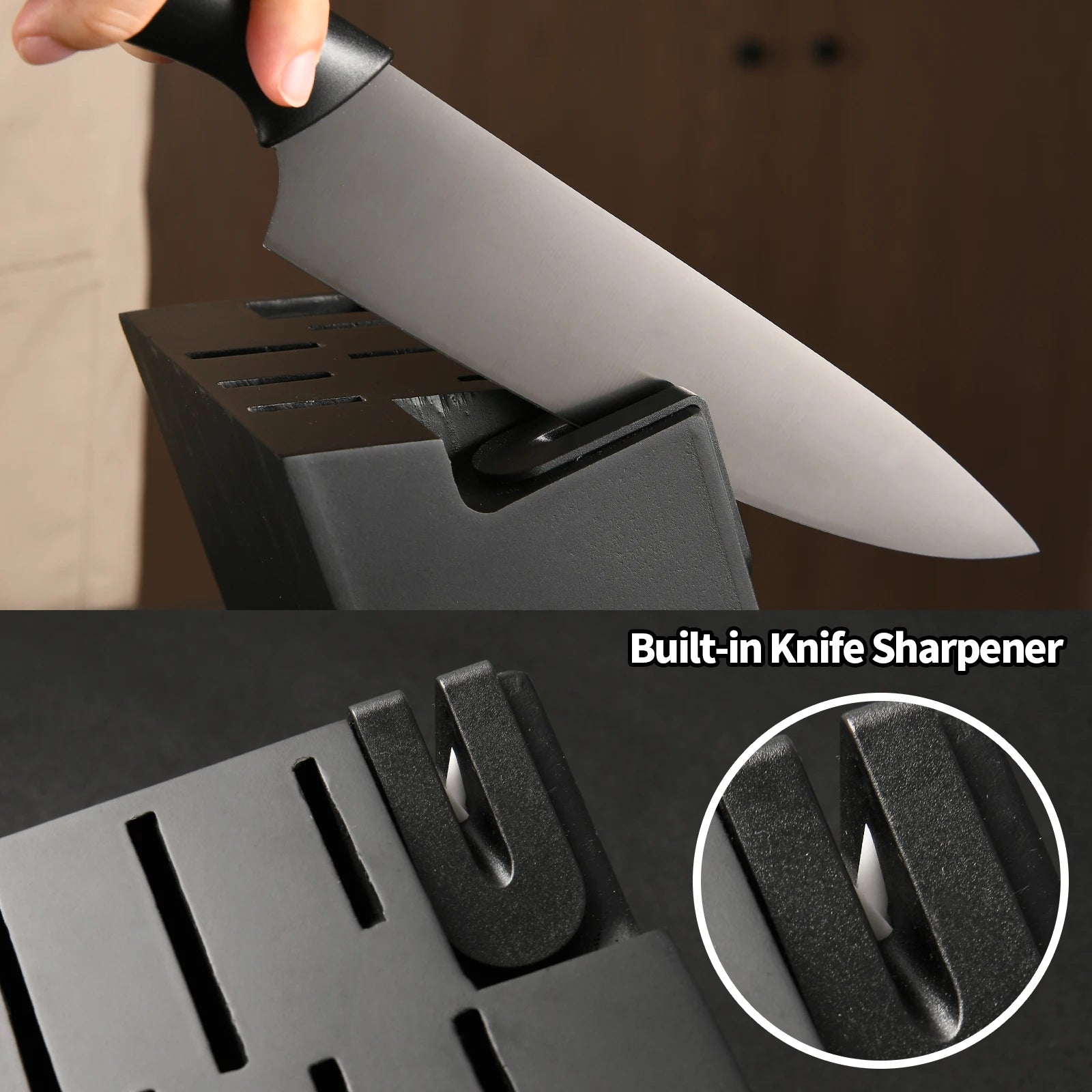 15 Pieces Meat Cutting Knives Set Carbon Steel Kitchen Knife Set with Wooden Block
