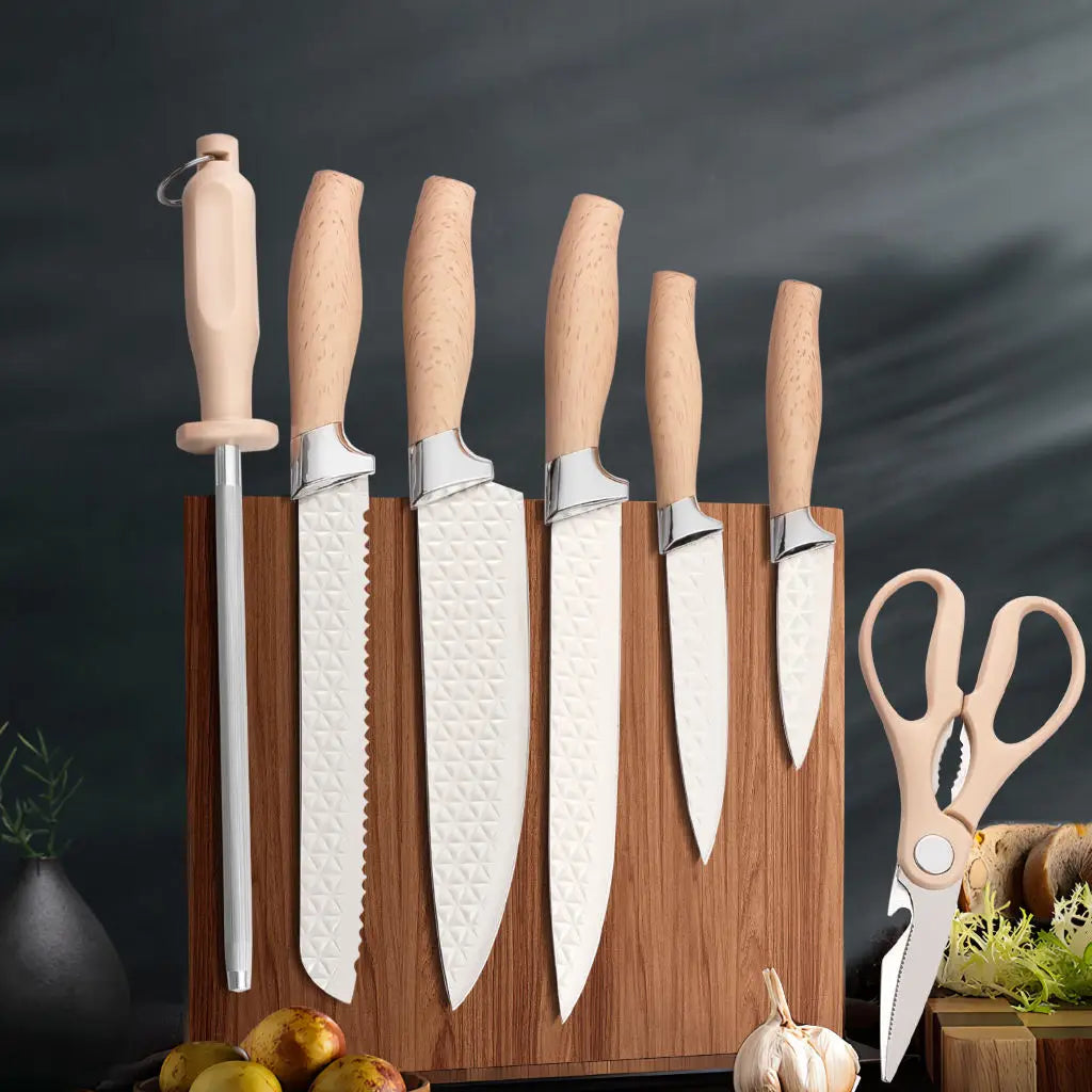 IOKO Japanese Style 7 PCS Kitchen Knife Set Chef Slicing Sushi Steak Santoku Vegetable Fruit Stainless Steel Knife Set