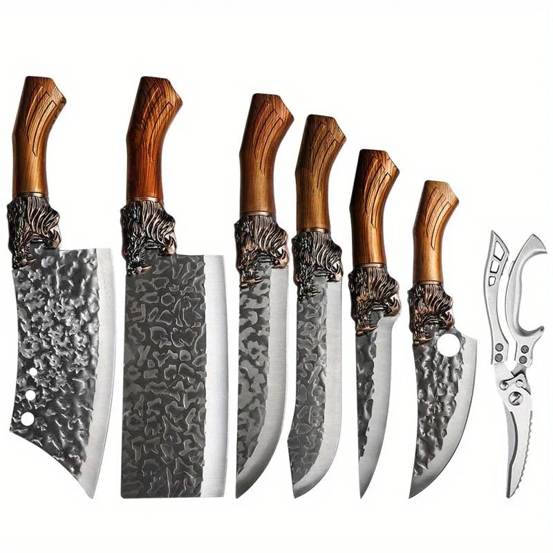 Hot Sale Handmade Forged Professional Kitchen Knife Set Kitchen Butcher Boning Knives Set