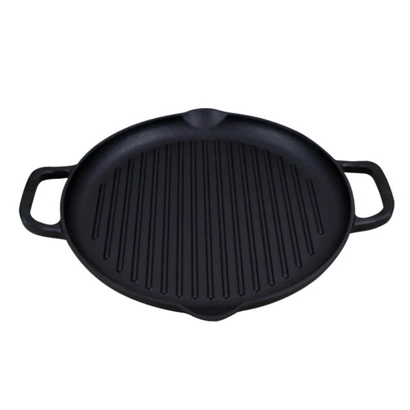 12.6" Inch Round Cast Iron Skillet Pre-seasoned Coating Grill Pan Cast Iron Griddle Pan for Stove Top and Oven