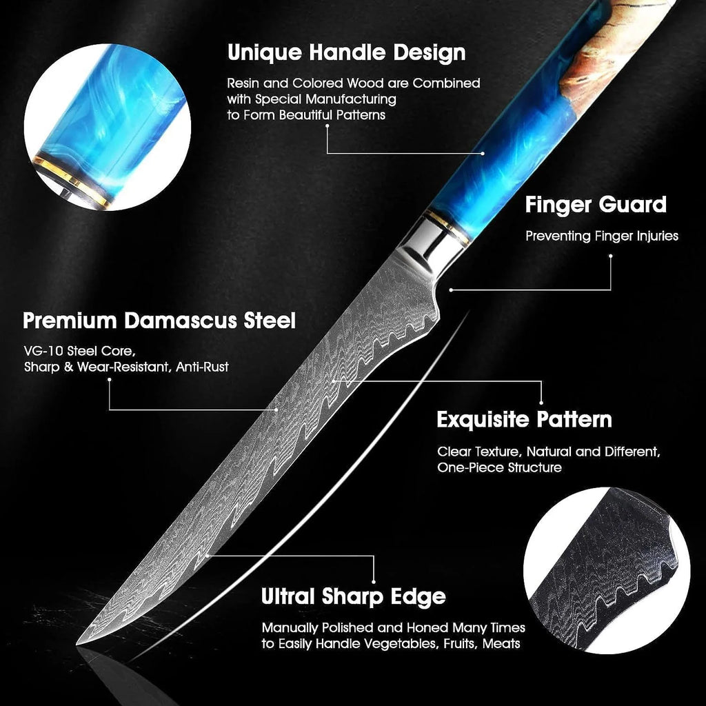 IOKO Japanese Style Fish Boning Knives 67 Layers Damascus Steel Sharp Poultry Kitchen Boning Damascus Knife