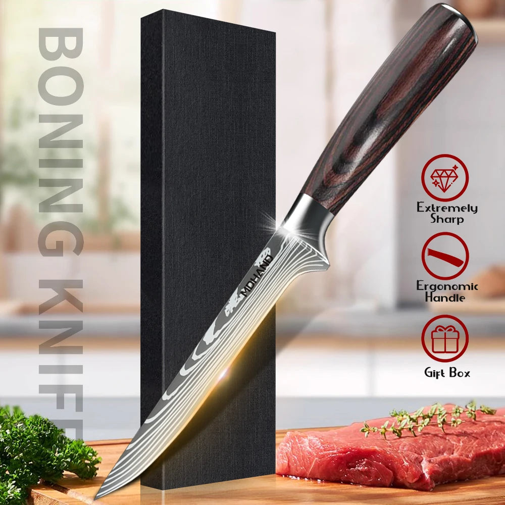 Hot Sale Stainless Steel Kitchen Knife Chef Utility Butcher Cutting Knife Boning Accessory for Food Use