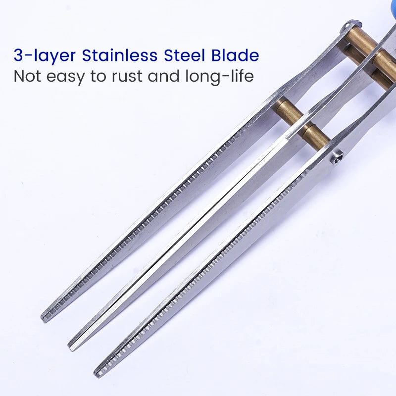 Stainless Steel Blade Onion Cutting Knife Herb Scissors Multi-functional Multi-layer Blue Worm Scissors