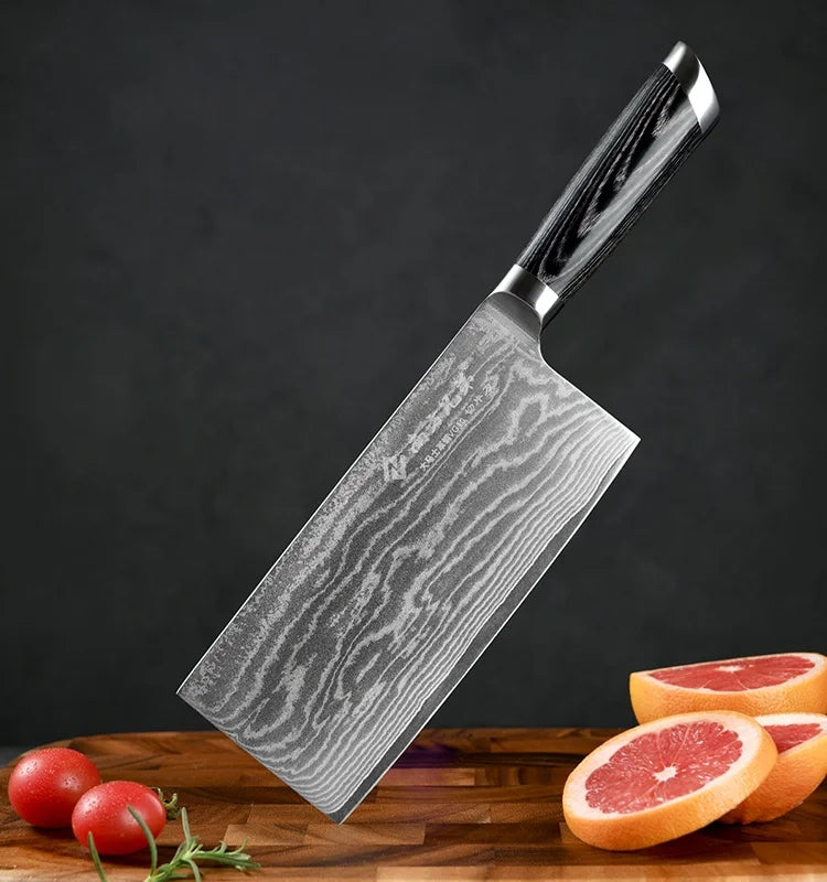 7 Inch Ready to Ship Damascus VG-10 Steel Chopper Knife High-end Chinese Meat Cleaver Kitchen Knife WIth Micarta Handle
