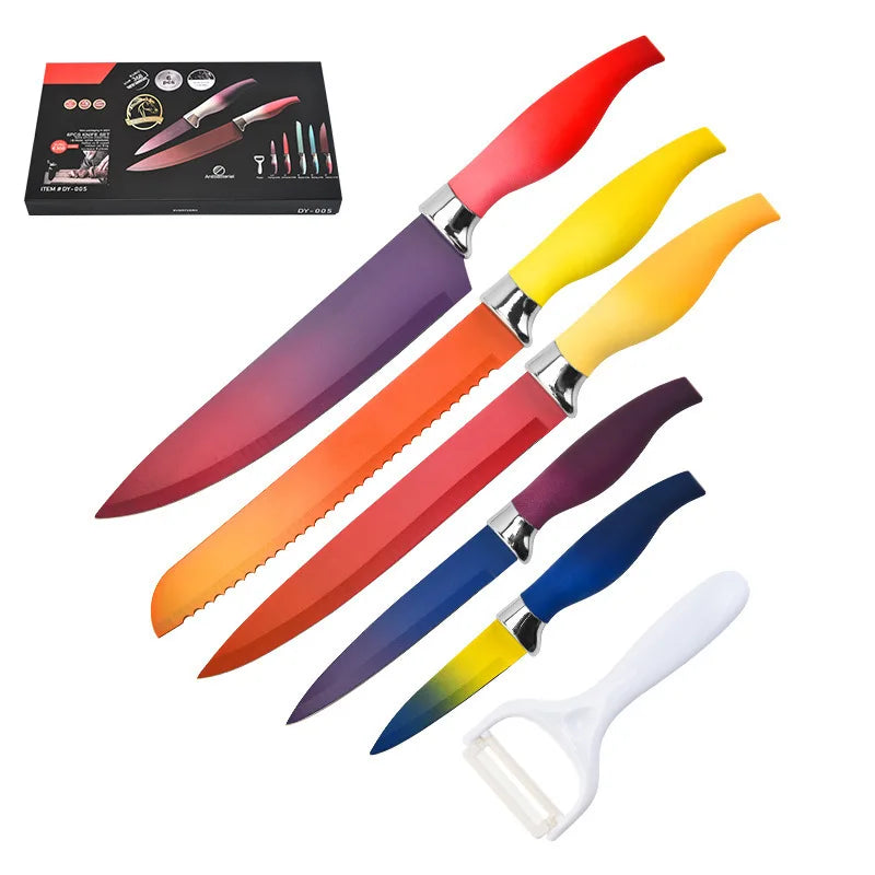 Hot Sale Custom Logo Steel Forged Steak Knives 6 Piece Kitchen Knife Set