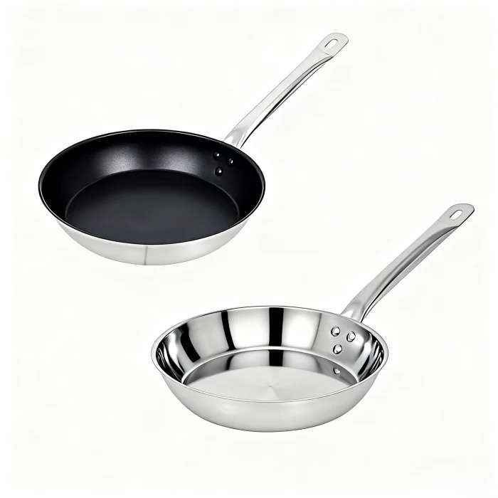 Sunmax Stainless Steel Frying Pan with Lid Non-Stick Cookware for Home Kitchen Different Sizes for Hotel & Restaurant Supplies