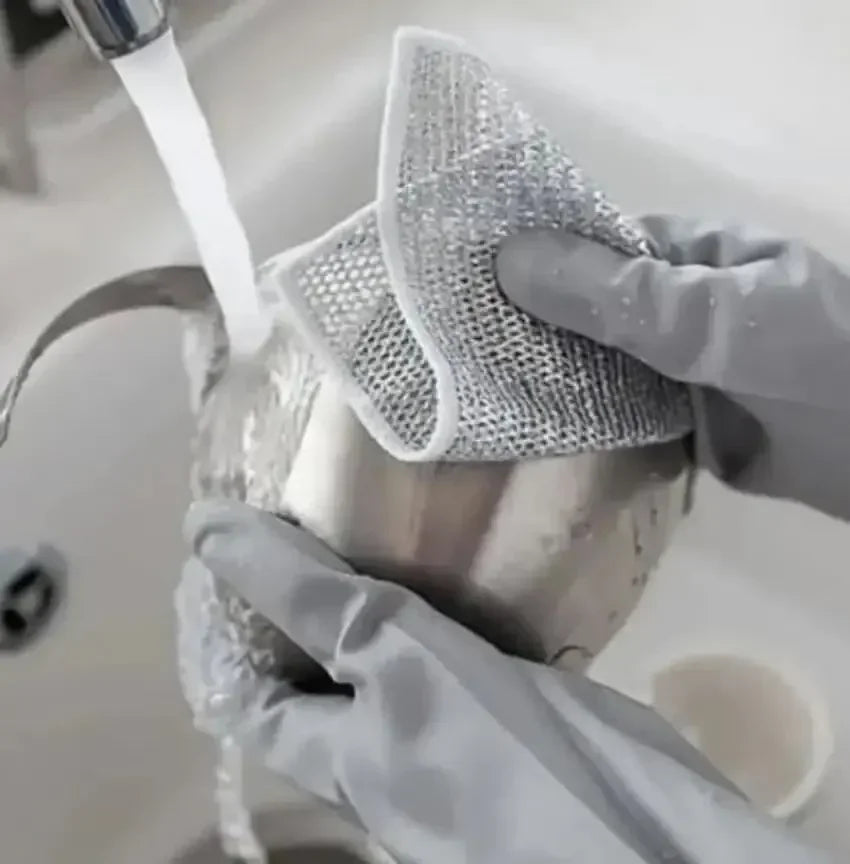 6/10pcs Cleaning products Dishcloth Silver Wire Cleaning Kitchen Cloth Thickened Microfiber Wash Towel Built-in Sponge Ball Rag