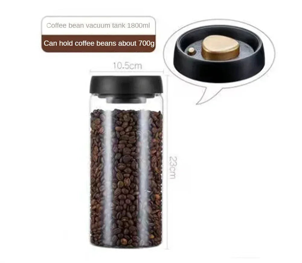 Household Moisture-proof Air Extraction Airtight ContainerCoffee Beans Vacuum Sealed Tank Transparent Glass Food Storage Jars