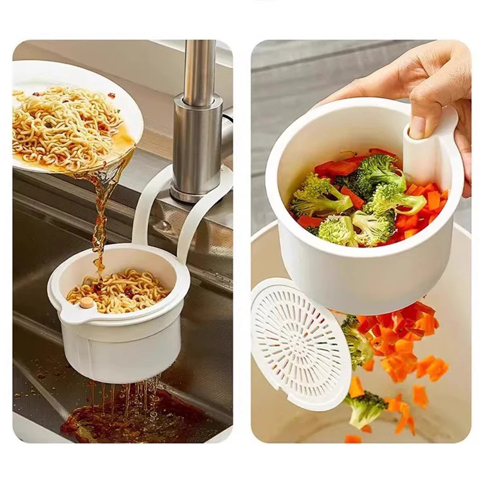 Sink Hanging Strainer Basket Button Opening Bottom Cover Quickly Drains Kitchen Sink Garbage Water Filter Food Catcher Holder