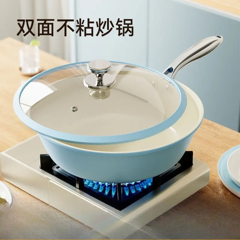 Blue ceramic frying pan, household non stick pan, frying pan, non picking stove, frying pan, wholesale