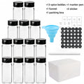 12Pcs Spice Jars with label Seasoning Containers Salt Glass Spice Jars with Black Shaker Lid Pepper Shakers Spices Container Set