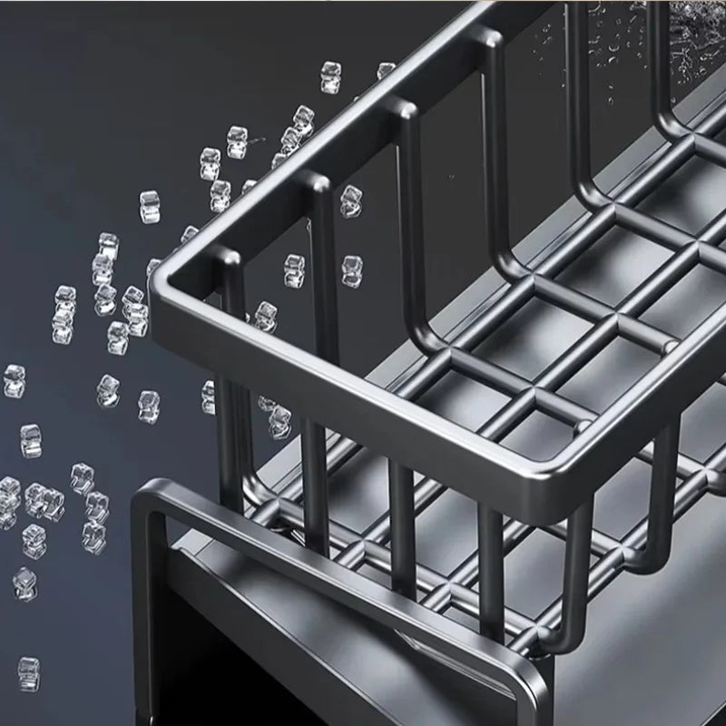 Sink Organizer Drainage Rack Space Saving Kitchen Storage Utensils Accessories Compact Tap Mounted Spice Shelf