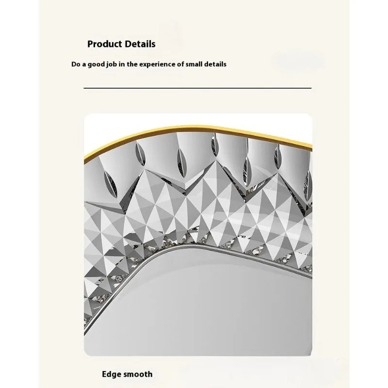 New Household Fruit Bowl Salad Dessert Biscuit Plate Plastic Square Transparent Tray Golden Edge Snack Plates Tableware