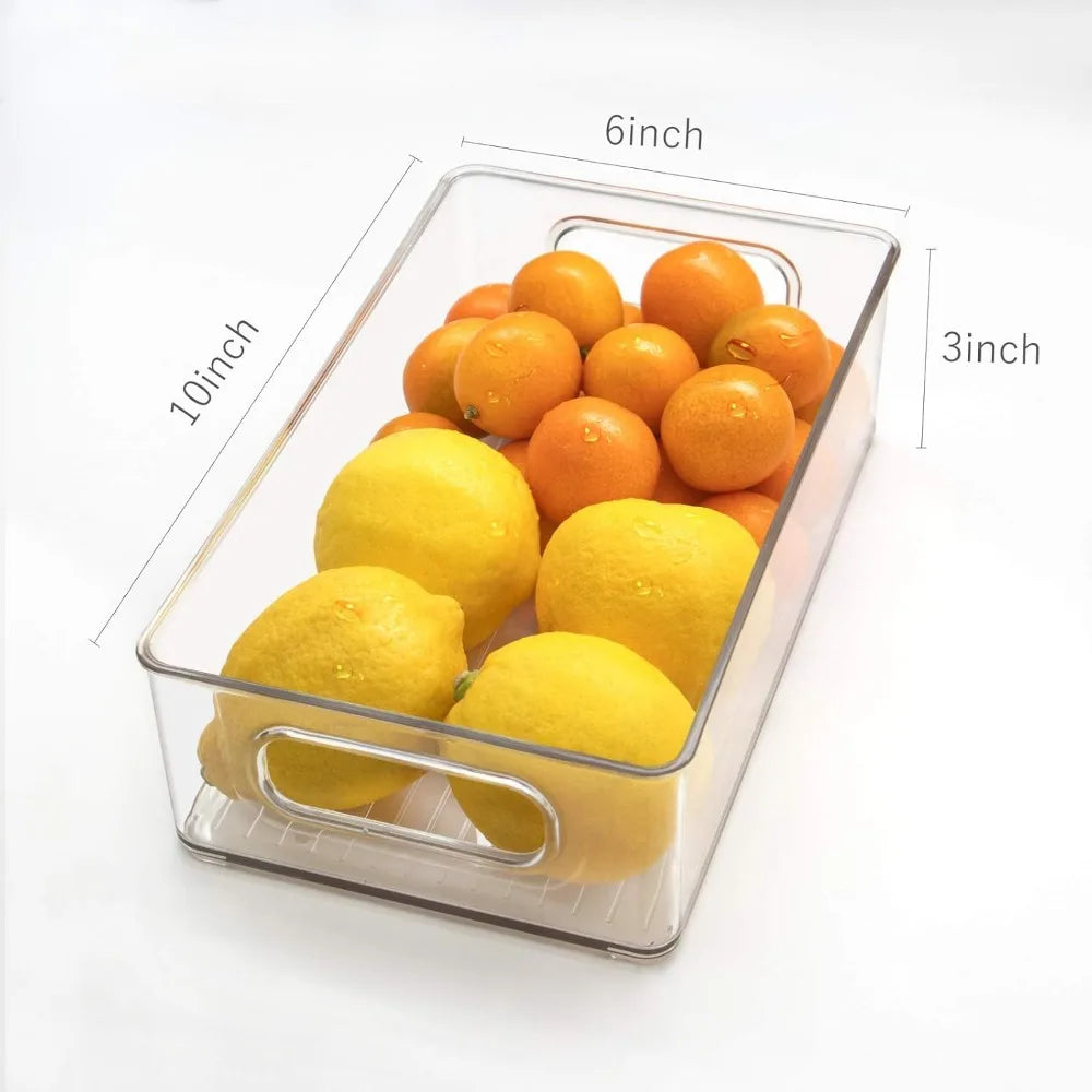 1/2/3Pcs Clear Pantry Storage Bins with Handles ，Stackable Refrigerator Organizer， Organizer Bins for Cabinets or Fridge