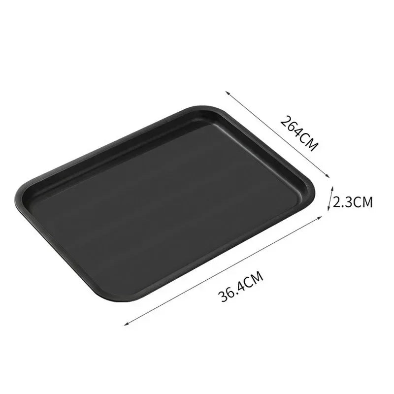 Heavy-Duty Black Rectangular Serving Tray - Non-Slip Surface, Commercial Grade for Restaurants, Hotels, Cafes & Fast Food