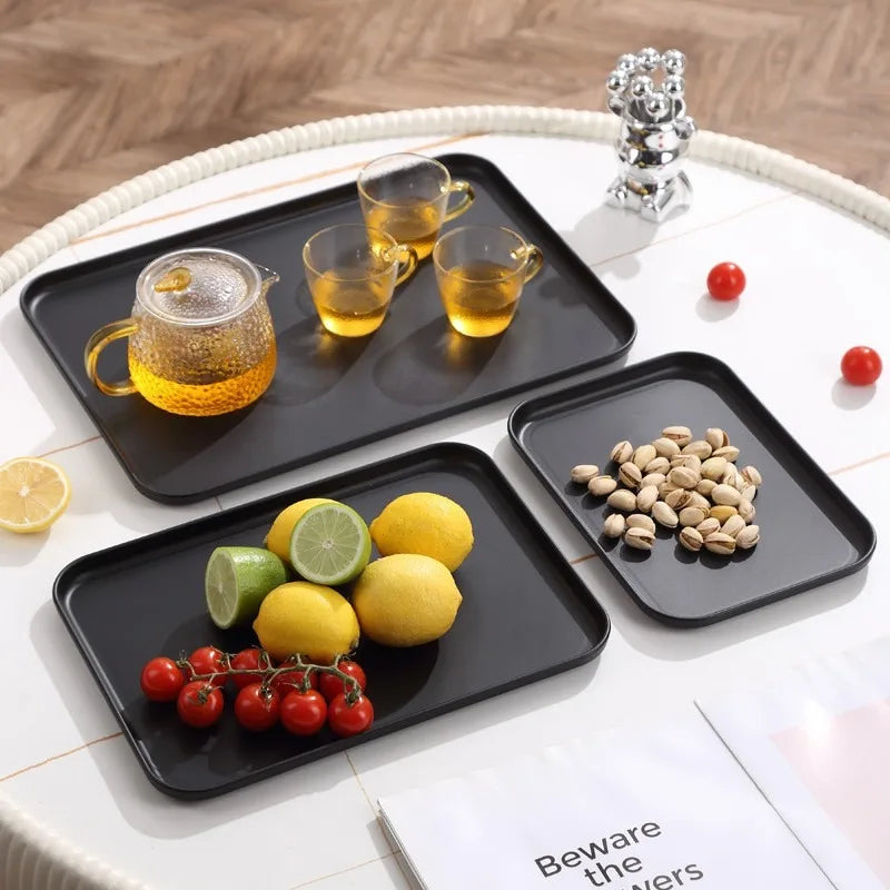 Heavy-Duty Black Rectangular Serving Tray - Non-Slip Surface, Commercial Grade for Restaurants, Hotels, Cafes & Fast Food