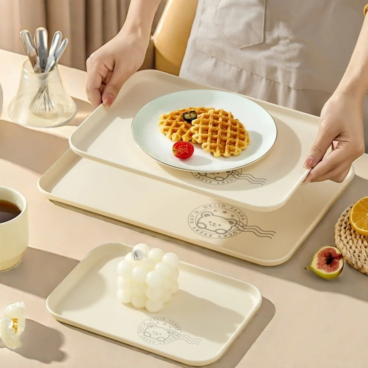 Rectangular Plastic Food Serving Tray Kitchen Organizer Stackable Fruit Dessert Plate Tea Tray Home Jjewelry Storage Tray