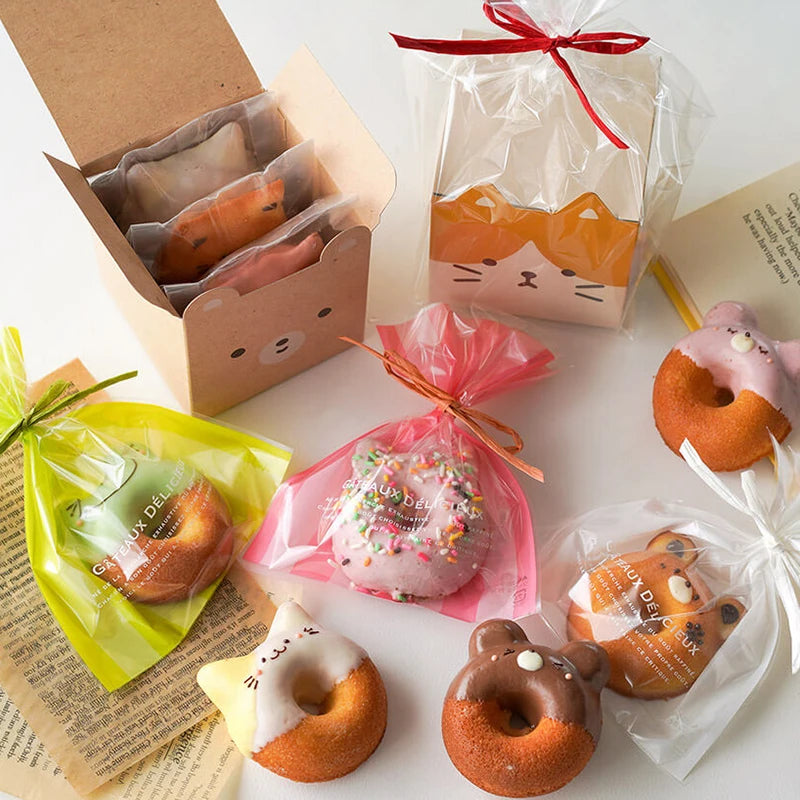 6 donuts non-stick donut pan 1 piece donut baking pan carbon steel donut mold cartoon panda donut baking pan bag