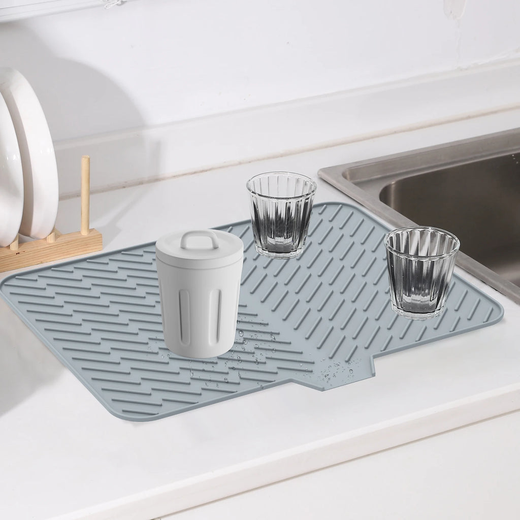 Dish Drying Mat Ultra Absorbent Silicone Drying Mats Non-Slip Fast Drying Draining Mat Heat Resistant Kitchen Dish Drying Pad