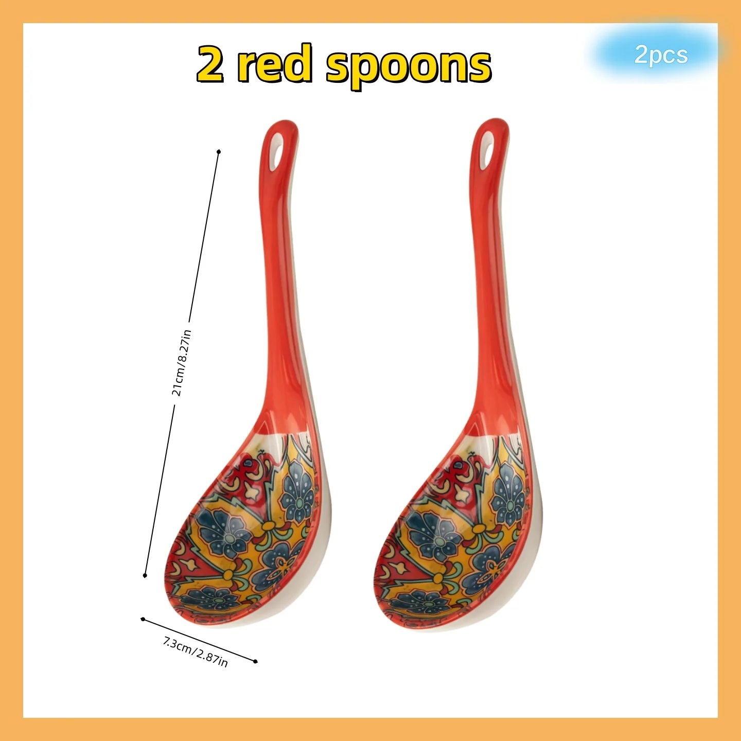 Set of 2 Bohemian Ceramic Serving Spoons - Colorful Decorative Utensils for Dining