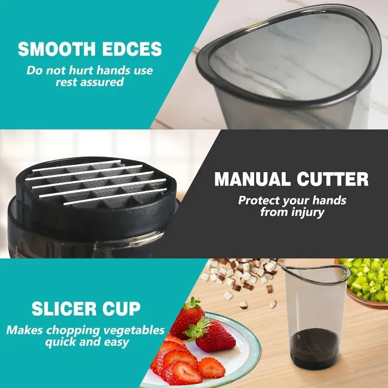 Strawberry Slicer Kitchen Tool Multi Function Fruit Vegetable Cutter with Removable Blades for Berries Mushrooms Bananas