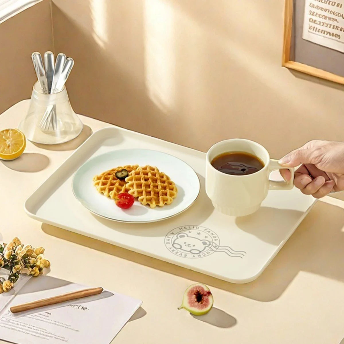 Rectangular Plastic Food Serving Tray Kitchen Organizer Stackable Fruit Dessert Plate Tea Tray Home Jjewelry Storage Tray