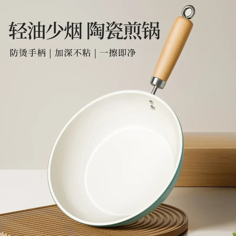 Hot selling ceramic frying pan, household non stick pan, flat bottomed frying pan, universal stove, flat bottomed pan