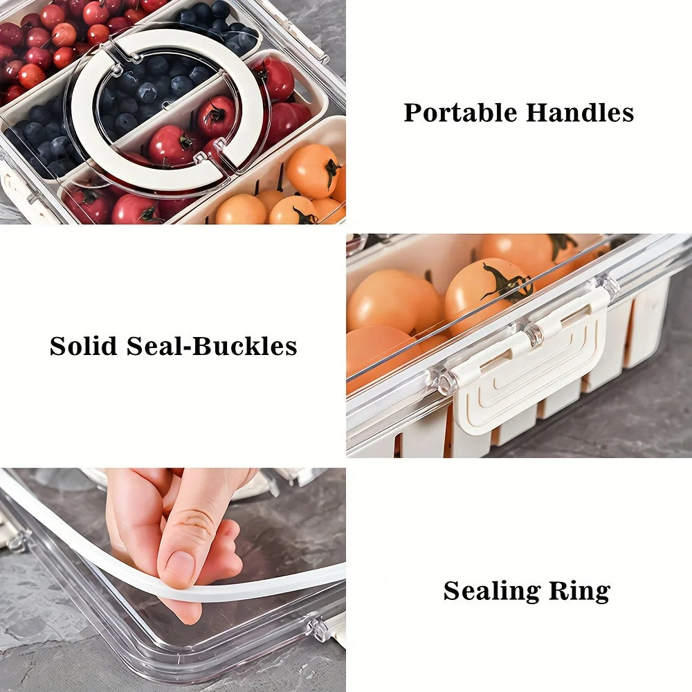 Snack Tray with Handle, Portable Snackle Box Container Veggie Serving Tray,  for Travel Party Refrigerator Organize Box