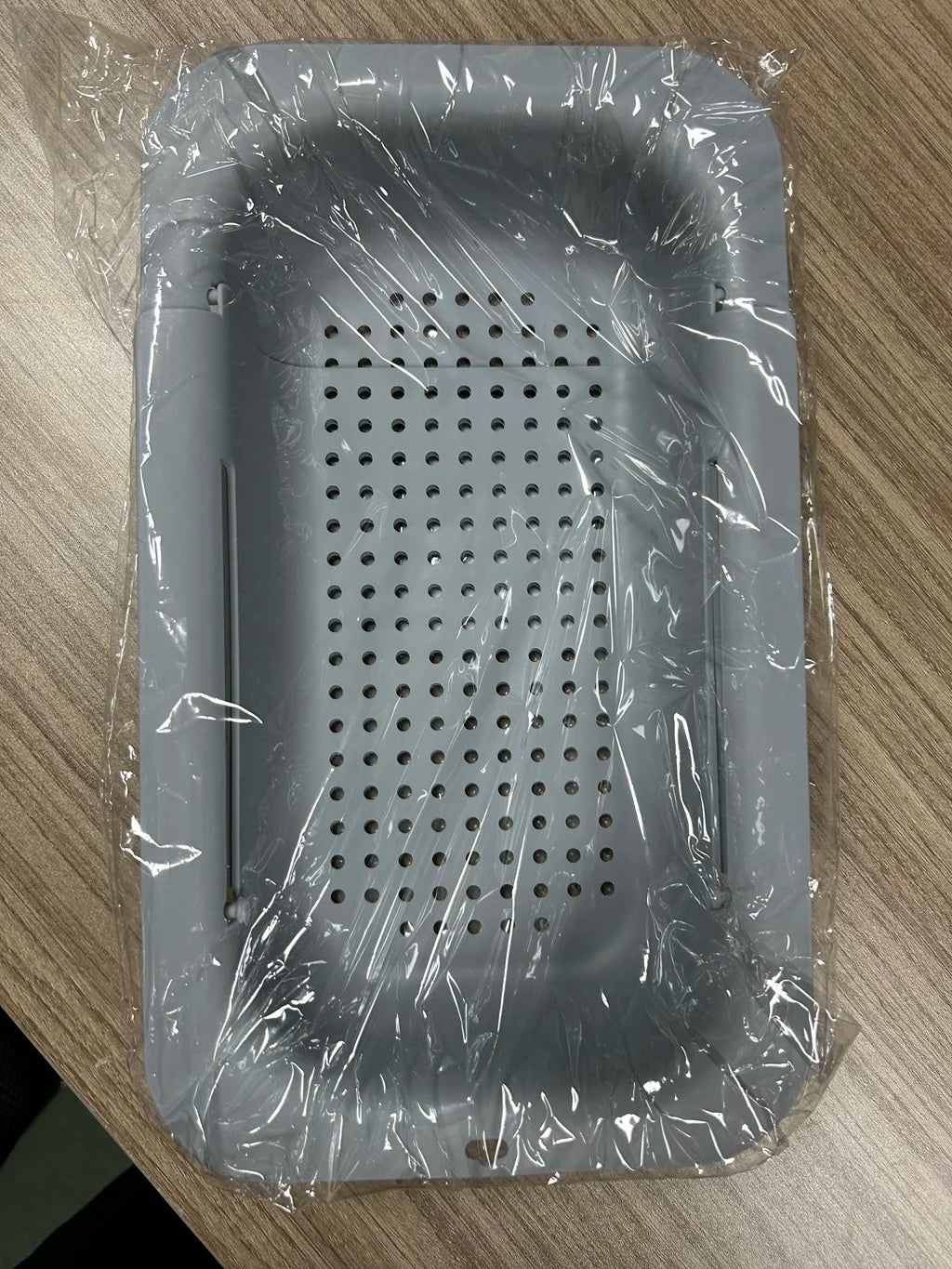 Sink Colander Basket, Organizer Storage Blue, Draining Plate - Expandable Home Kitchen Essentials (7.9Wx14.5-19.5Lx2.75H) Gray