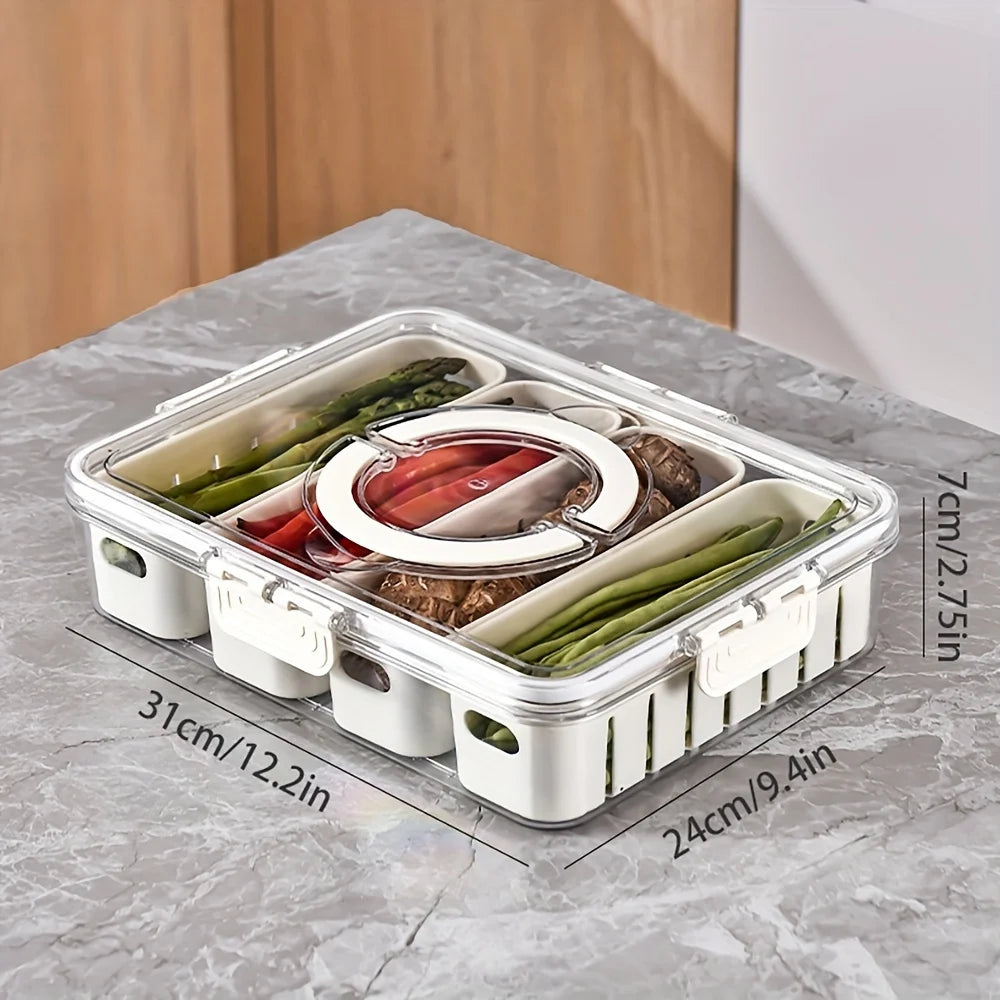 Snack Tray with Handle, Portable Snackle Box Container Veggie Serving Tray,  for Travel Party Refrigerator Organize Box