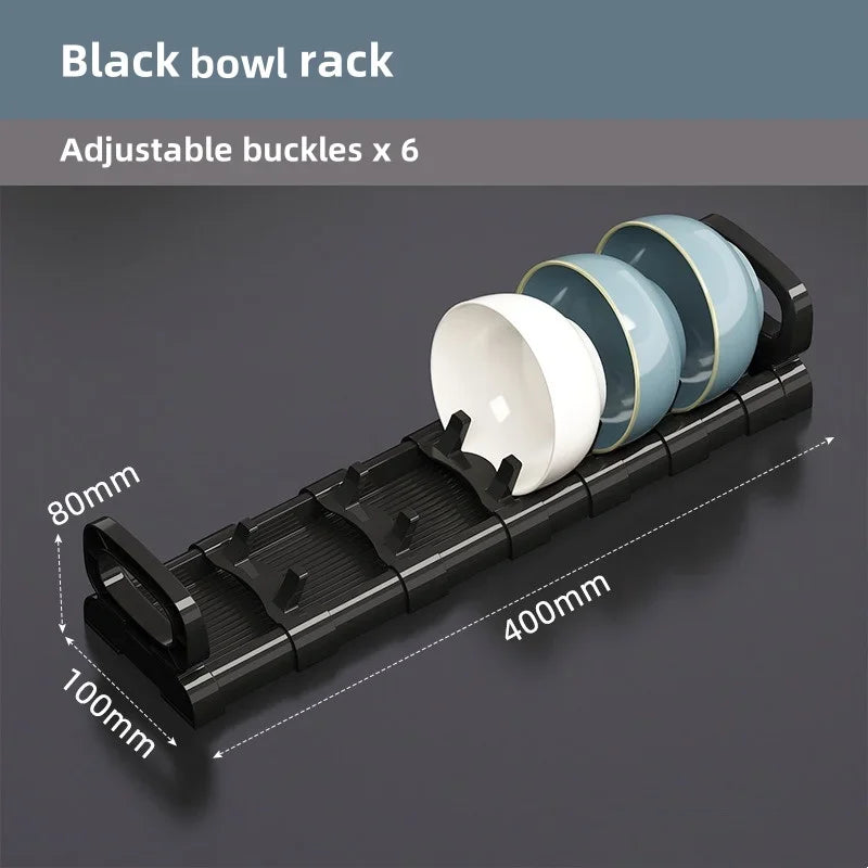 Bowls Dish Storage Rack Adjustable Buckle Kitchen Cabinet Drawer Storage Holder Dish Drain Rack Kitchen Drainage Storage Tool