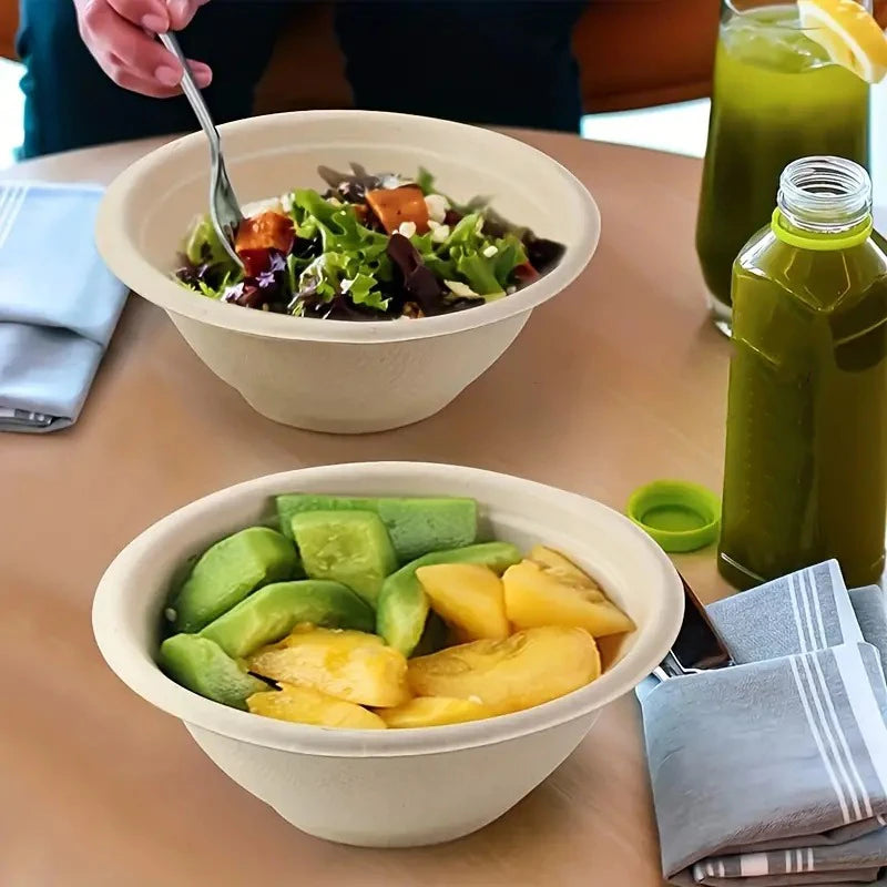 50/100PCS Brown Disposable Bowls Household Salad Bowls for Camping Tableware Kitchen Wedding Birthday Party Serving Use