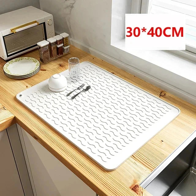 Silicone Drying Mats for Kitchen Counter Eco-Friendly Non-Slip Easy to Clean Heat Resistant Mat-Kitchen Gadgets Kitchen