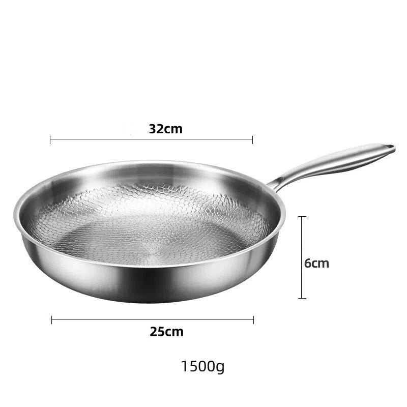 Titanium frying pan, flat-bottomed pan, non-stick pan without coating, household hammered-patterned pan, thick-cut steak pan