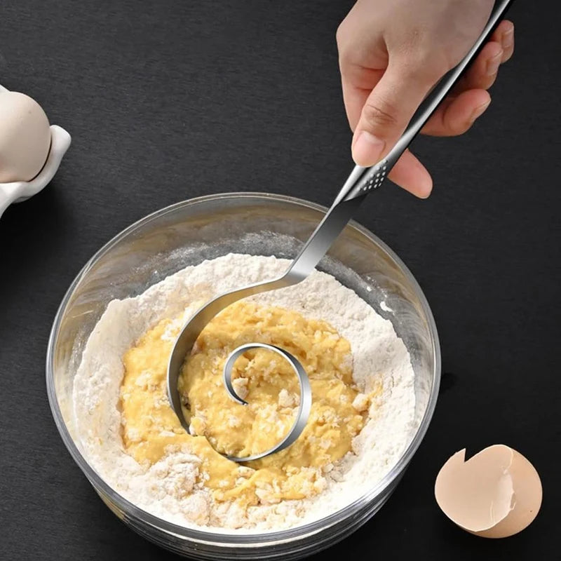 Danish Dough Whisk - Stainless Steel Seamless Wisking Tool for Sourdough Bread Baking, Pizza, Pastry, Cake Batter-A79M