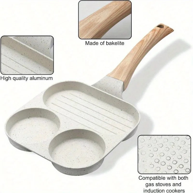 Egg Pans Small Frying Pan Nonstick for Eggs 3 Section for Breakfast  Omelette Pan Egg Frying Pan Suitable for Pancake
