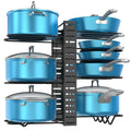 Pot Rack Organizer Under Cabinet,8 Tier Adjustable Pot Organizers Inside Cabinet,Pan Storage Organizer Rack for Storing Pots Pan