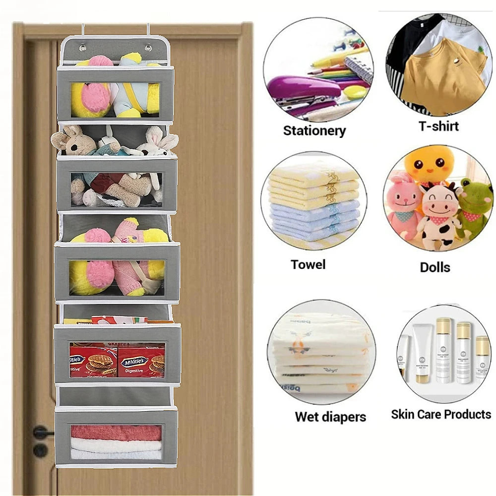 5-Shelf Hanging Storage Organizer - Behind Door, Anti-Tilt, 5 Large Capacity Pockets, Suitable for Bedroom, Bathroom