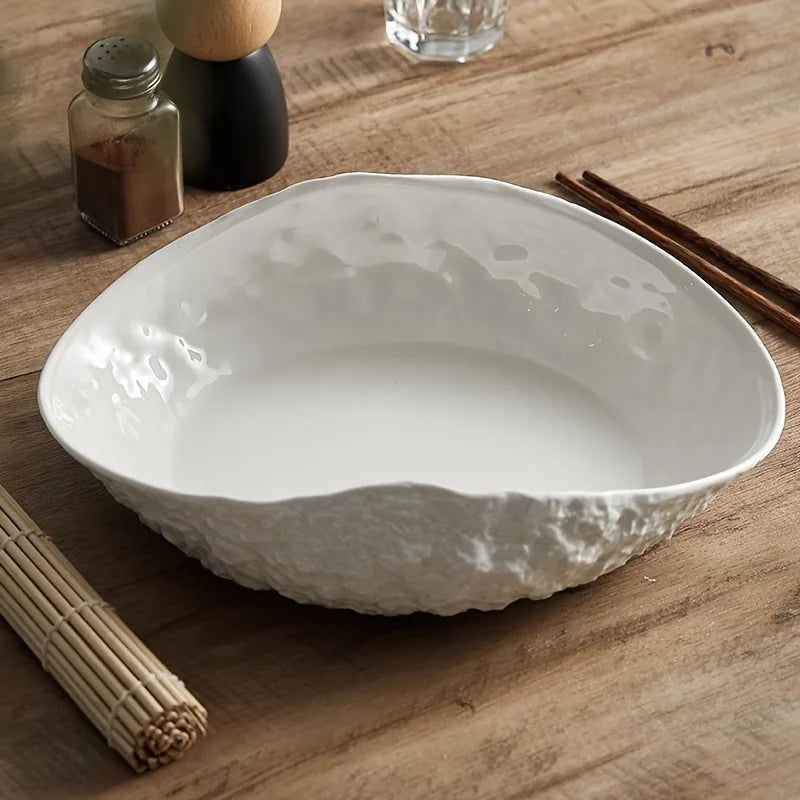 Shell Ceramic Soup Bowl Shaped Irregular Safe Serving Bowl Home Kitchen Restaurant Salad Noodle Dining Tableware Fruit Basin
